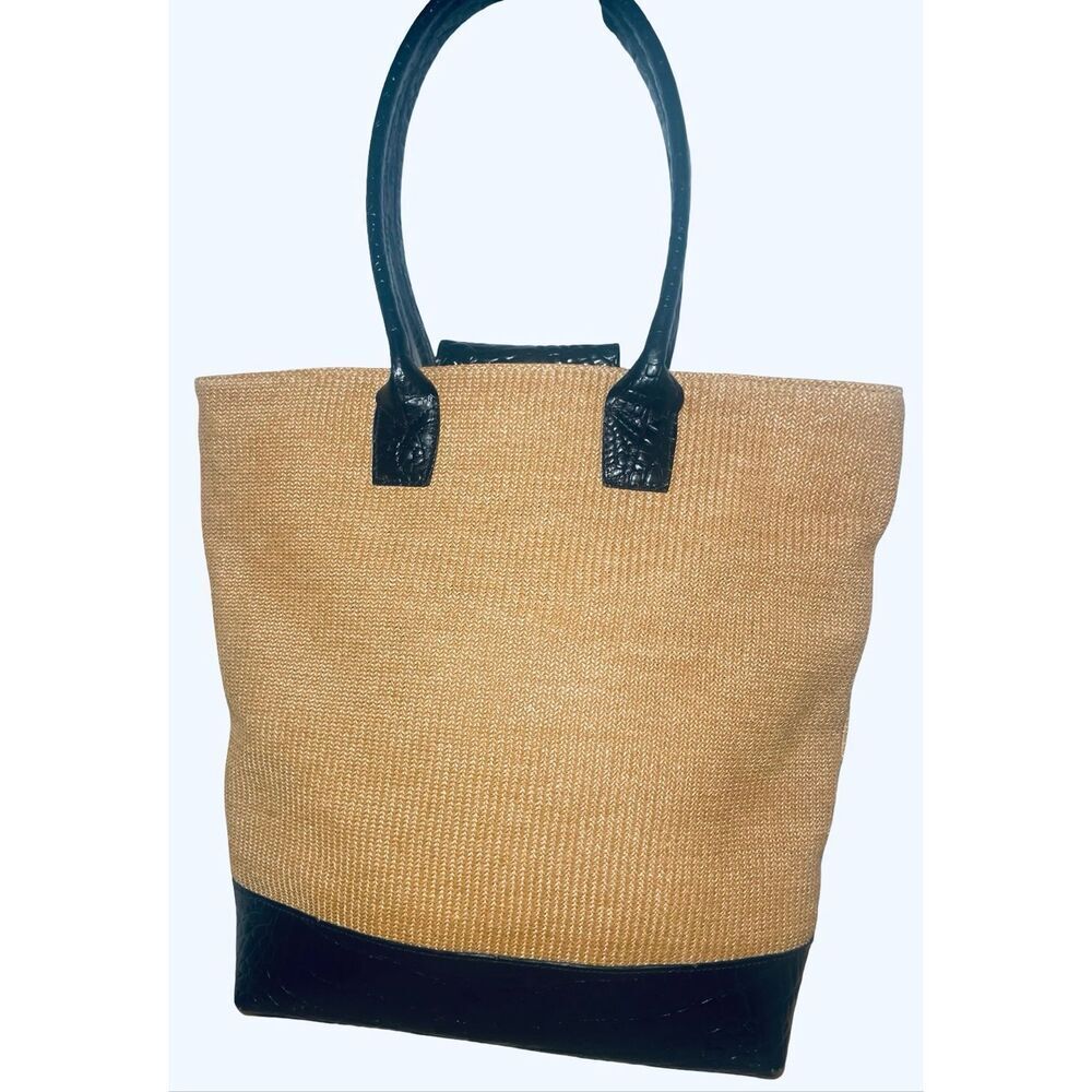 Black and Tan Woven Tote Bag